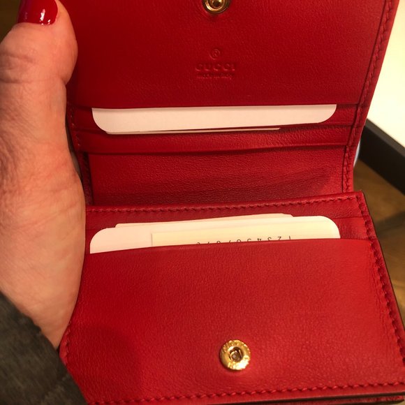 Gucci GG Supreme Monogram Apple Print Card Case Wallet in Tan NEW IN BOX - Picture 3 of 5